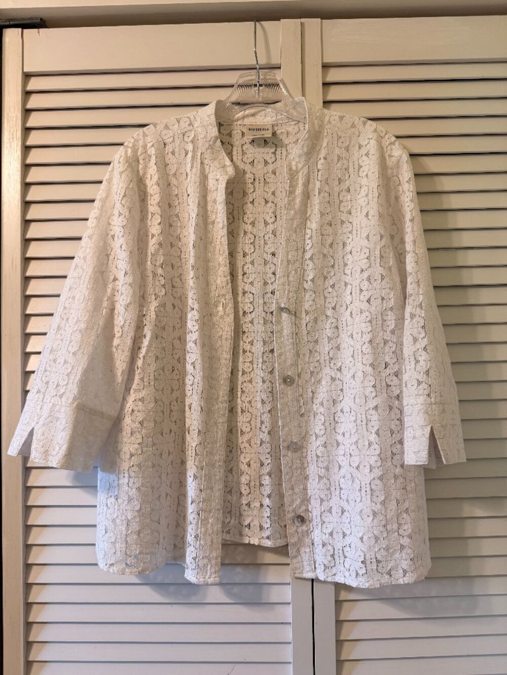 Bedford Fair White Eyelet Jacket Shirt Cover-up